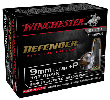 Winchester Defender 9mm 147 Grain Bonded Jacket Hollow Point