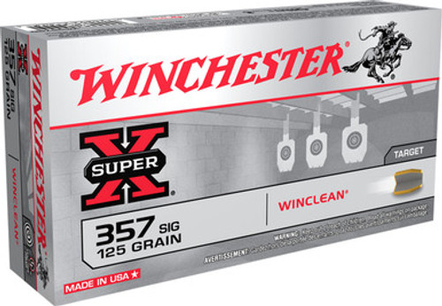 Winchester Super-X 357 Sig 125 Grain Winclean Brass Enclosed Base WC357SIG