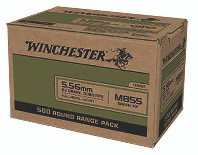 Winchester USA Green Tip 5.56 NATO 62 Grain 500 Rounds Full Metal Jacket