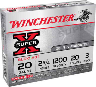 Winchester Super X 20 Gauge 20 Pellets 3 Buck Shot