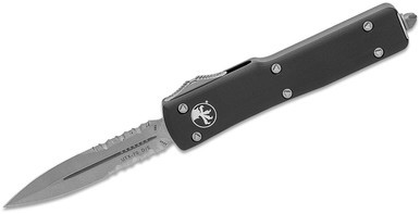 Microtech UTX-70 Stonewashed Combo Double Edge Black 2.41" OTF