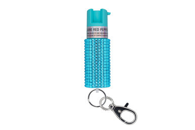 Sabre Pepper Spray with Jeweled Design and Snap Clip Teal