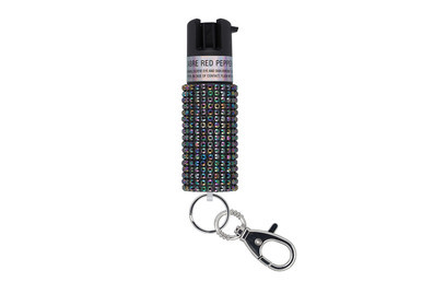 Sabre Pepper Spray with Jeweled Design and Snap Clip Black