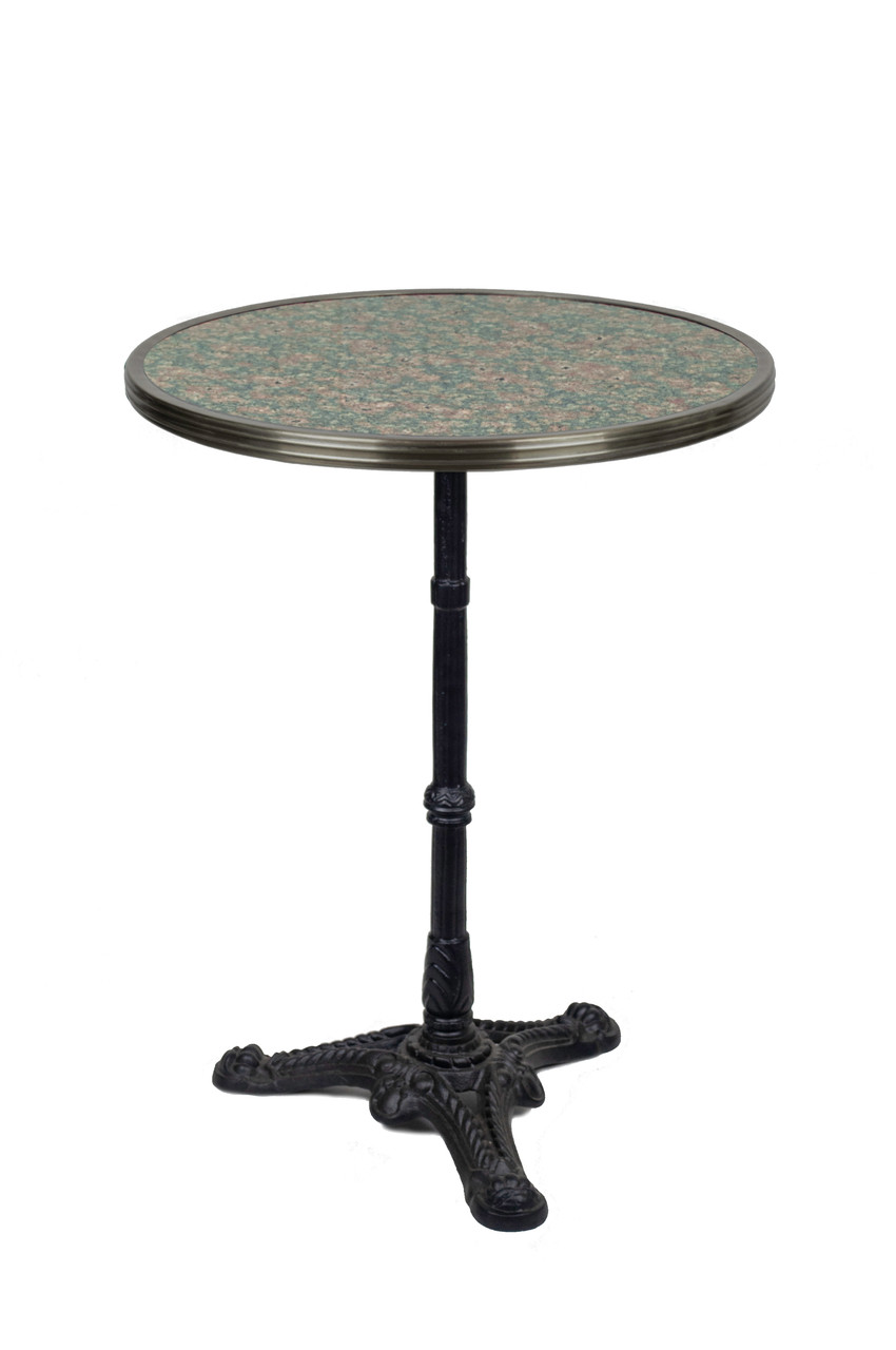 French Bistro Table Grey Pink Marble And Iron Base