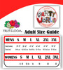 We're Poppin Bottles Hen Night T-Shirt Size Guide