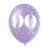 Purple 90th Birthday Helium Balloons
