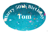 Personalised Blue Birthday Oval Labels (8 Pack)