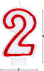 Number 2 Classic Birthday Candle size guide