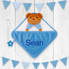 Embroidery 3D blue Teddy Head Comforter