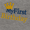 Personalised Blue First Birthday Crown Bib Close Up