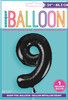 Black Number 9 Shaped Large Foil Balloon (86cm) 1 Piece - Perfect for Birthday Parties and Special Events
