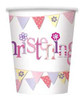 Pink Bunting Christening Cups | Pink Bunting Christening Paper Cups (9oz) Pack of 8 - Durable & Festive Design, Perfect for Celebrations