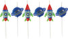 Blast Off with Outer Space Pick Birthday Candles - 6 Per Pack