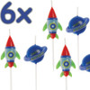 Blast Off with Outer Space Pick Birthday Candles - Assorted Colors & Unique Designs - Perfect for Kids' Astronaut, Planet, & Galaxy Themed Parties - 6ct