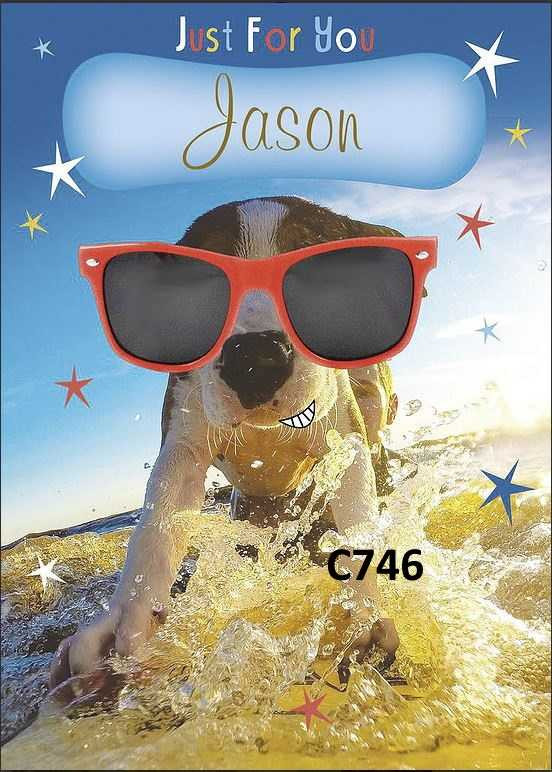 Personalised Surfing Dog Card Custom Birthday Cards