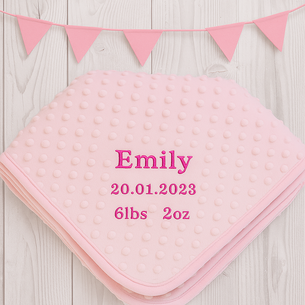 Personalised Embroidery Baby Pink Name Blanket