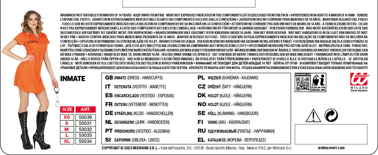 Ladies Inmate Costume Adult Halloween Costumes