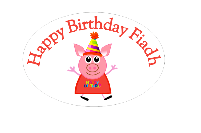 Personalised Cartoon Pig Oval Labels (8 Pack) | Custom Label