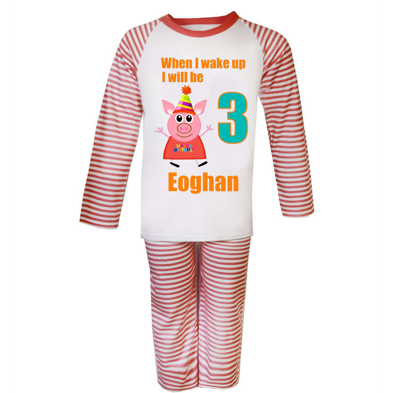 I Wake Up Personalised George Pig Pyjamas Top Peppa Pig Fleece