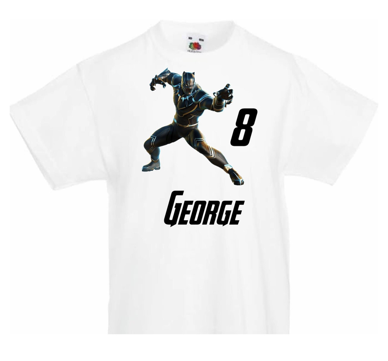 Personalised Kids Black Panther T-Shirt Party World