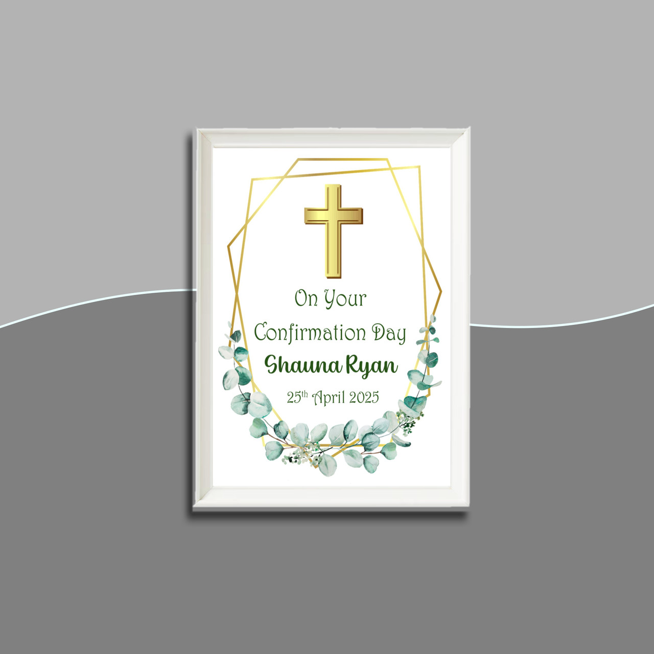 Personalised Gold Leaf Confirmation Frame