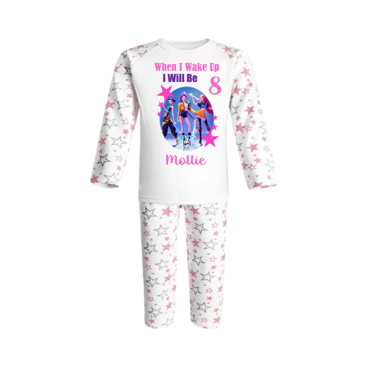 Personalised Pink Star K-Pop Demon Hunter Pyjamas