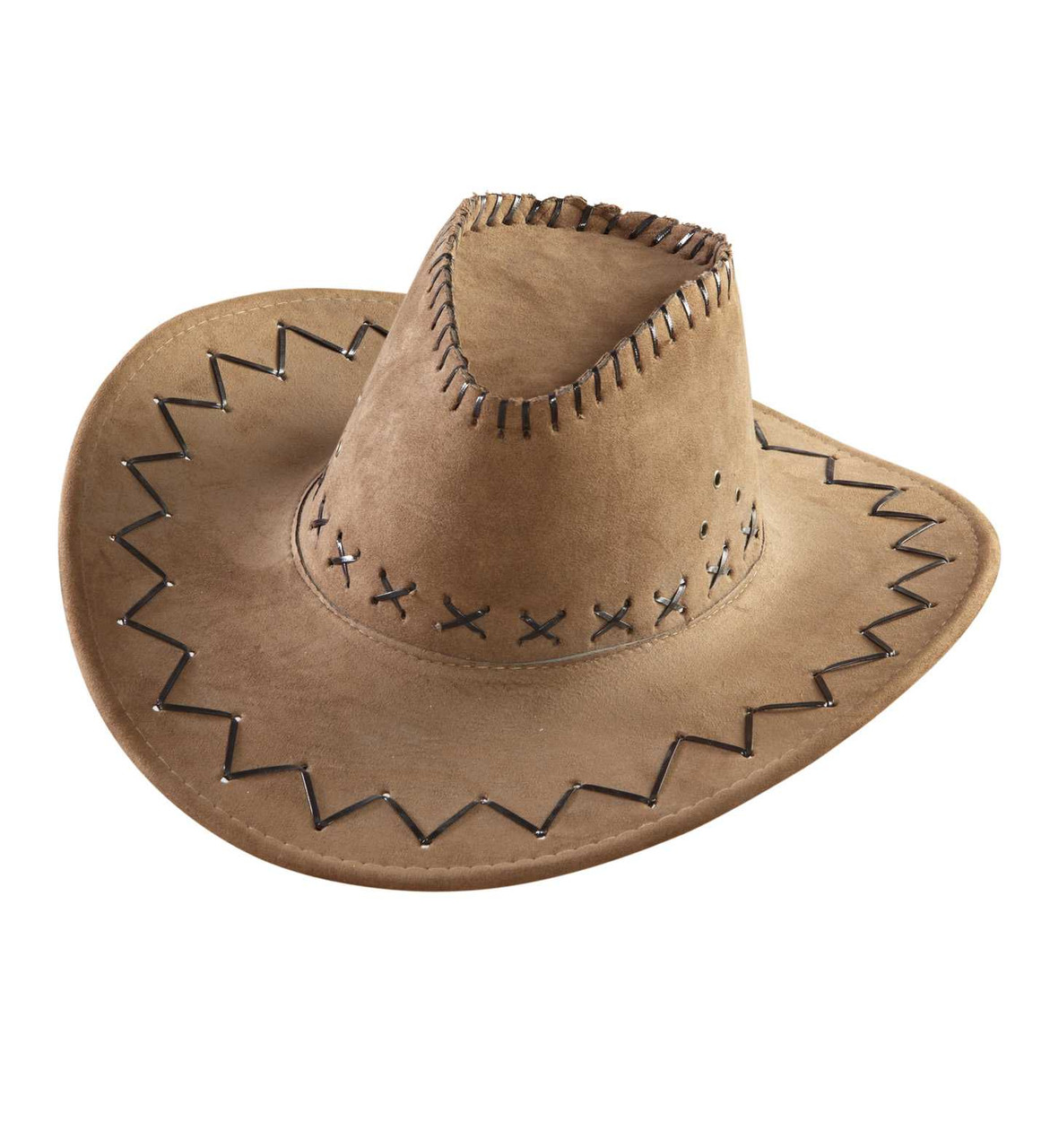 Brown Suede Cowboy Hat One Size PartyWorld - Main Image