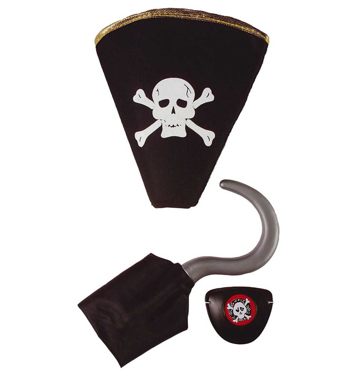 Pirate Set Hat Hook and Eye Patch PartyWorld