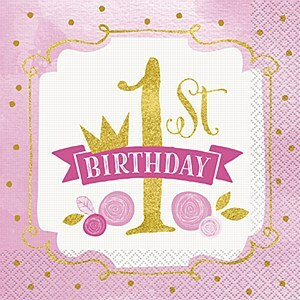 Gold & Pink First Birthday Party Supplies