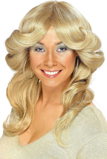 70s Flick Long Blonde Wig - Wavy and Layered | Costume Wigs | Fancy Dress Wigs | Ladies Fancy Dress Wigs