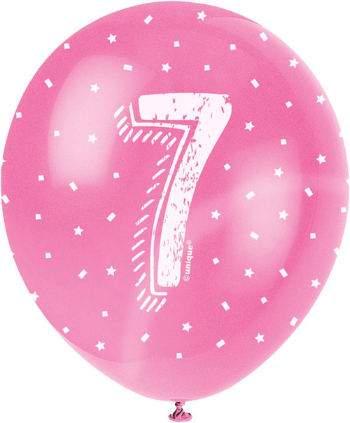 Pink Number 7 Latex Balloons (30cm)