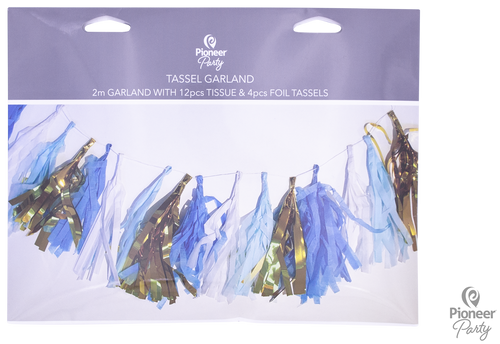 Blue, White & Gold Tassels
