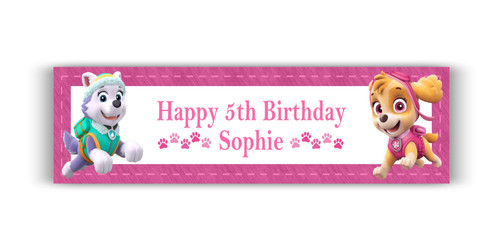 Personalised Paw Patrol Girl Banner | Paw Patrol Girl Banner | Personalised Kids Birthday Banner