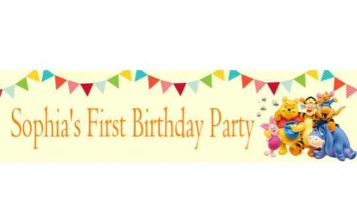 Personalised Winnie The Pooh Banner | Winnie The Pooh Banner Party Supplies | 
Personalised Kids Birthday Banners