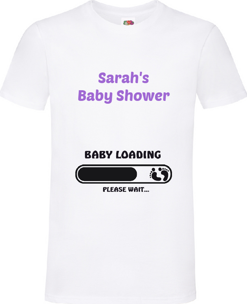 Personalised White Baby Shower T Shirt | Baby Shower T-Shirts
