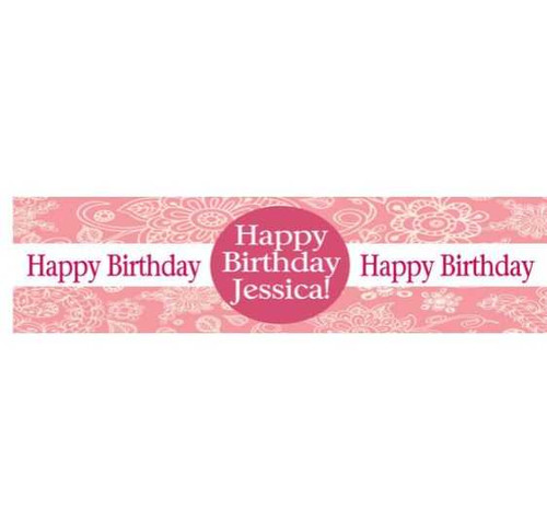 Personalised Birthday Girl Pink Banner | Personalised Aged Birthday Banner | Pink Party Supplies & Decorations