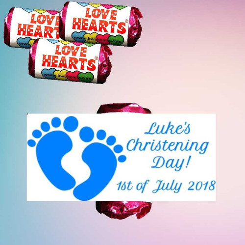 Personalised Christening Boy Lovehearts (9 Pack)