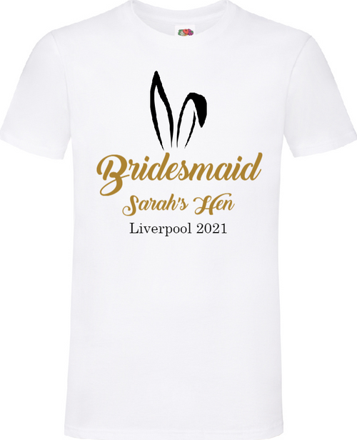 Personalised Bridesmaid Bunny Hen Night T-Shirt | Hen Night T-Shirts | Hen Party T-Shirts