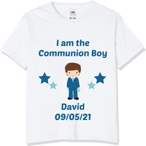Personalised Blue Communion Boy T-Shirt