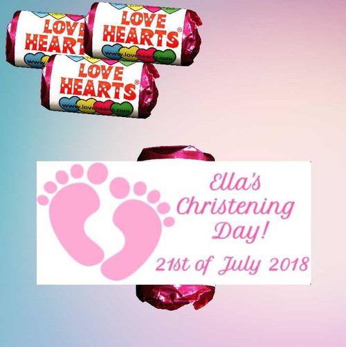 Personalised Christening Girl Loveheart (9 Pack)
