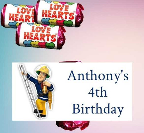 Personalised Fireman Sam Lovehearts (9 Pack)