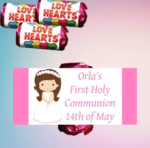Personalised Girl Communion Lovehearts (9 Pack)