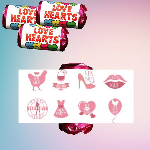 Personalised Hen Party Lovehearts (9 Pack)