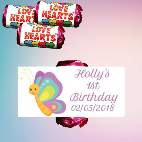 Personalised 1st Birthday Girl Loveheart (9 Pack)