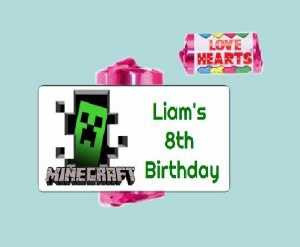 Personalised Minecraft Loveheart Sweets (9 Pack)