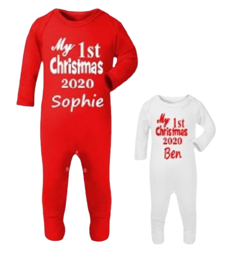 Personalised First Christmas White Romper