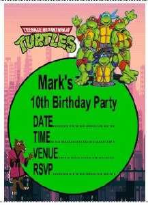 Personalised TMNT Invites