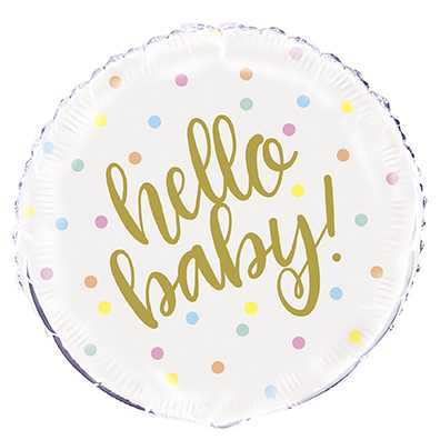 Hello Baby Foil Balloon | Hello Baby Gold Round Foil Balloon for Baby Showers (45cm) - Perfect Celebration Decoration - 1 Pc