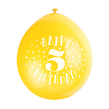 Yellow 5th Birthday Balloon