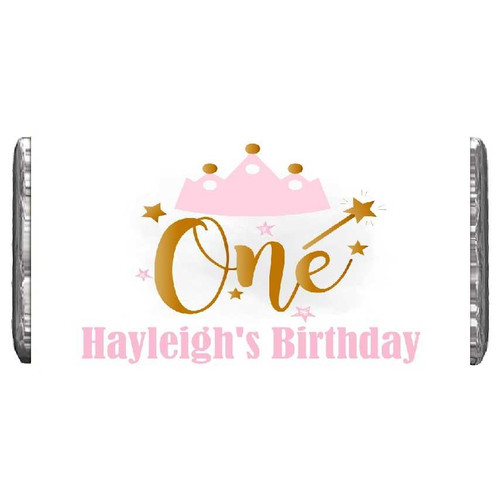 Personalised Pink & Gold 1st Birthday Chocolate Bars (7 Pack)